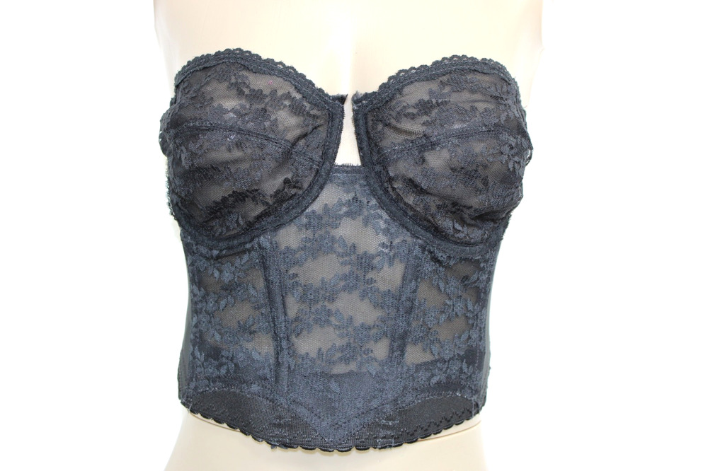 Vintage Backless by Young Smoothie Bra Corset Busier Black Lace Strapless 38C